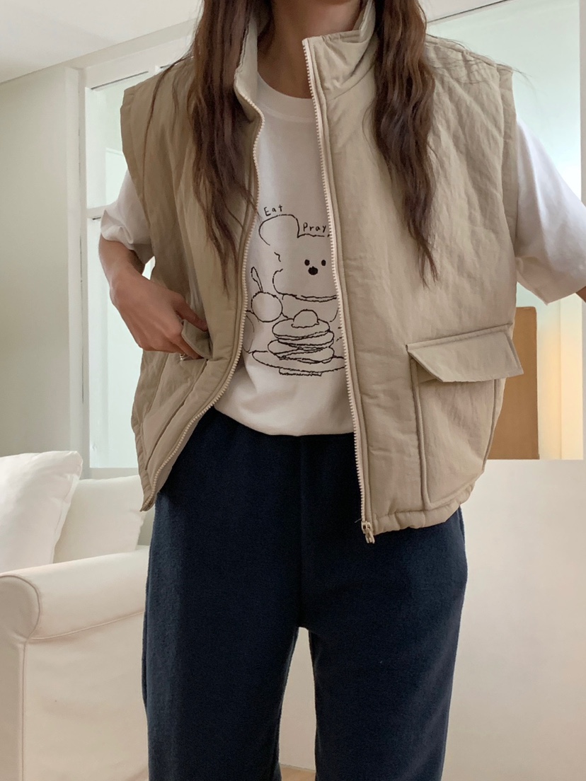 WOOD東大門㊣直郵女裝新品人氣休閑25秋冬時尚職業馬甲填充WOOD馬甲