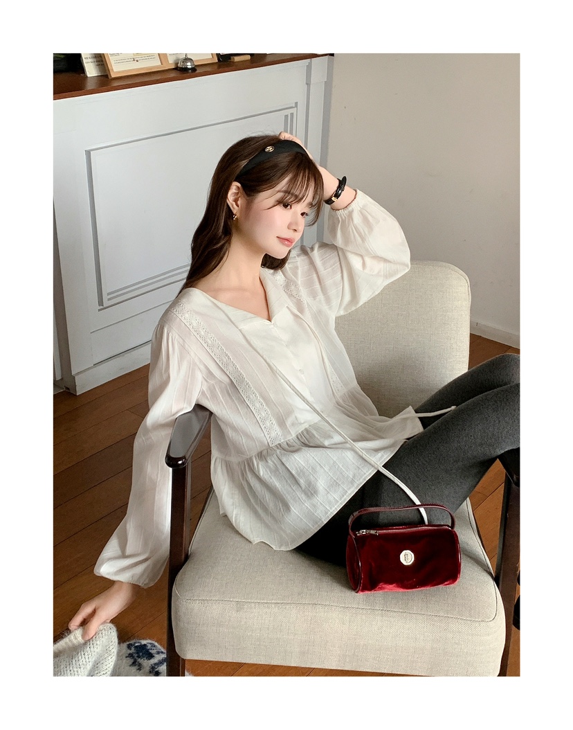 FRILL-T韓國代購㊣女士新品時尚熱賣推薦休閑職業襯衫蕾絲衫FRILL-T襯衫/蕾絲衫