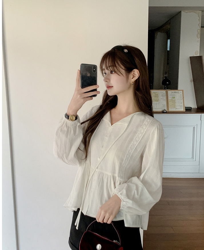 FRILL-T韓國代購㊣女士新品時尚熱賣推薦休閑職業襯衫蕾絲衫FRILL-T襯衫/蕾絲衫