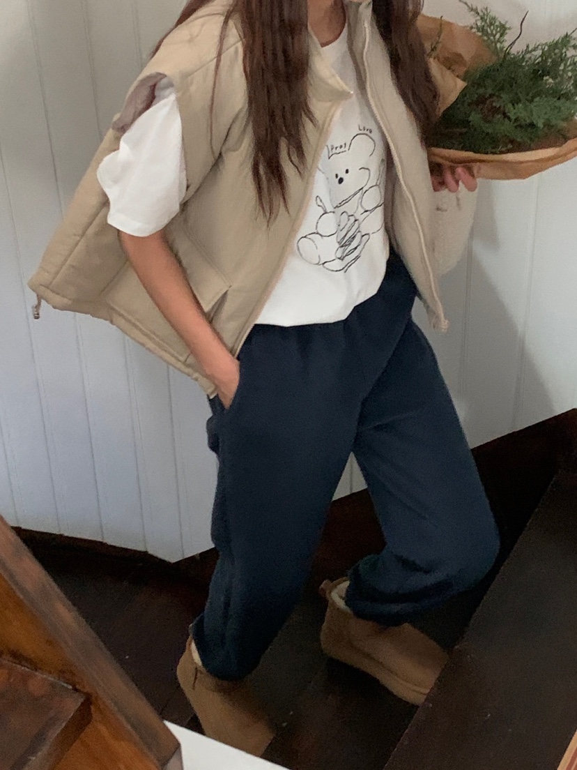 WOOD韓國直郵㊣女裝新品推薦人氣職業時尚休閑25秋冬休閑褲抓絨WOOD休閑褲