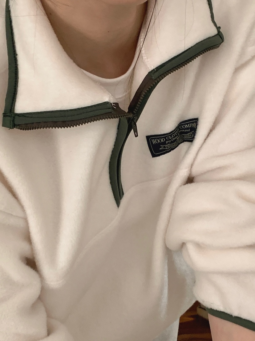 WOOD東大門㊣直郵女士新款熱賣25秋冬休閑人氣衛衣抓絨拉鏈WOOD衛衣