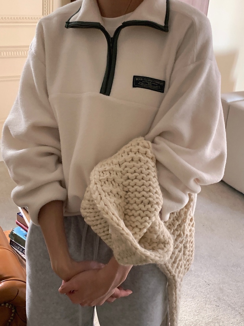 WOOD東大門㊣直郵女士新款熱賣25秋冬休閑人氣衛衣抓絨拉鏈WOOD衛衣