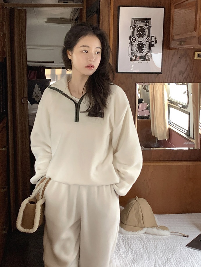 WOOD東大門㊣直郵女士新款熱賣25秋冬休閑人氣衛衣抓絨拉鏈WOOD衛衣