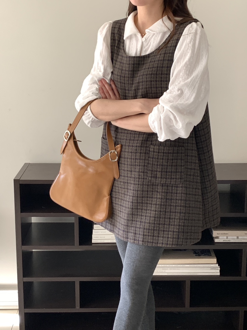 FRILL-T東大門㊣實拍女裝新款職業推薦連衣裙不含內搭格子FRILL-T連衣裙