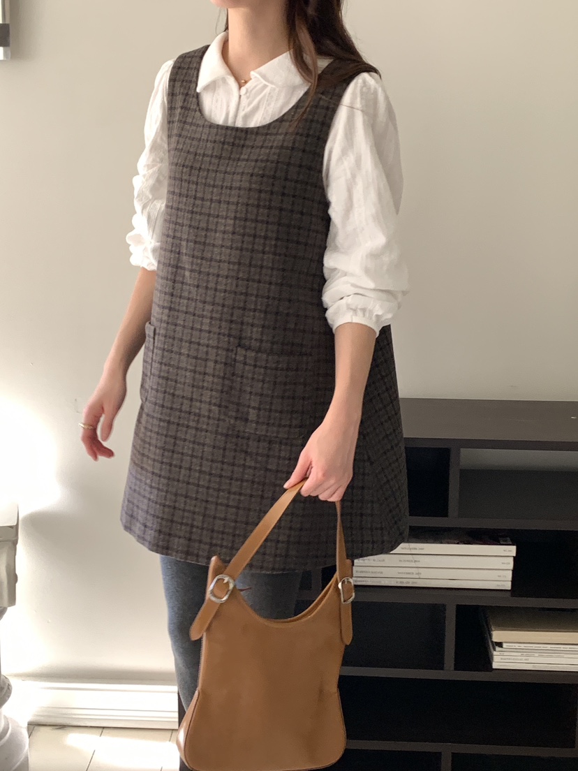 FRILL-T東大門㊣實拍女裝新款職業推薦連衣裙不含內搭格子FRILL-T連衣裙