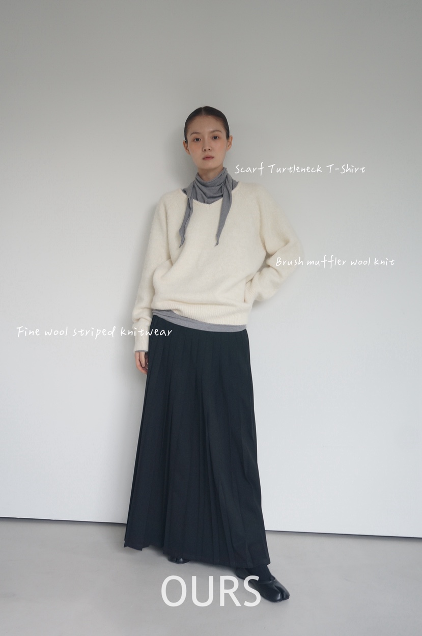 OURS韓國直郵㊣女士新品人氣時尚職業25秋冬休閑長袖T恤圍巾OURS長袖T恤