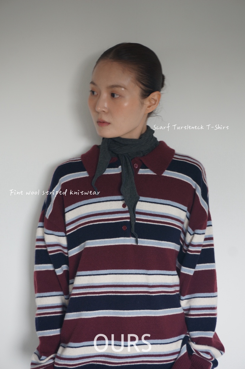 OURS韓國直郵㊣女士新品人氣時尚職業25秋冬休閑長袖T恤圍巾OURS長袖T恤