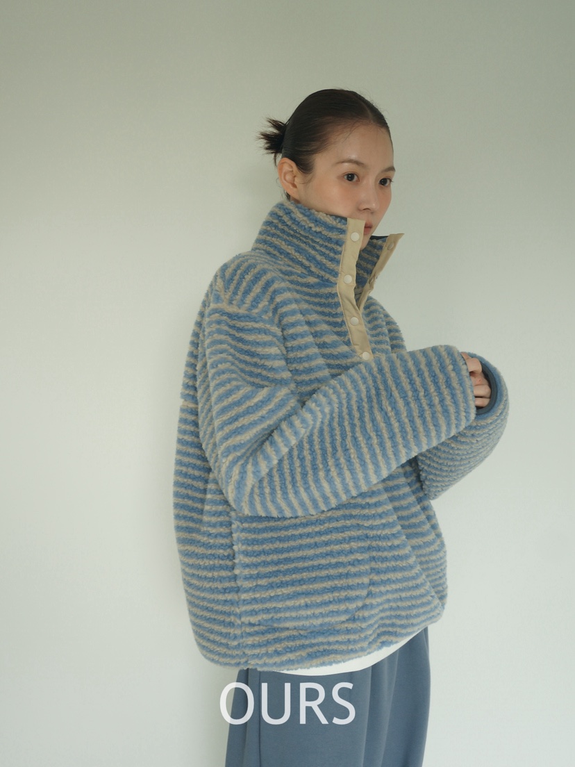 OURS韓國代購㊣女裝新款時尚熱賣職業25秋冬推薦休閑衛衣條紋OURS衛衣