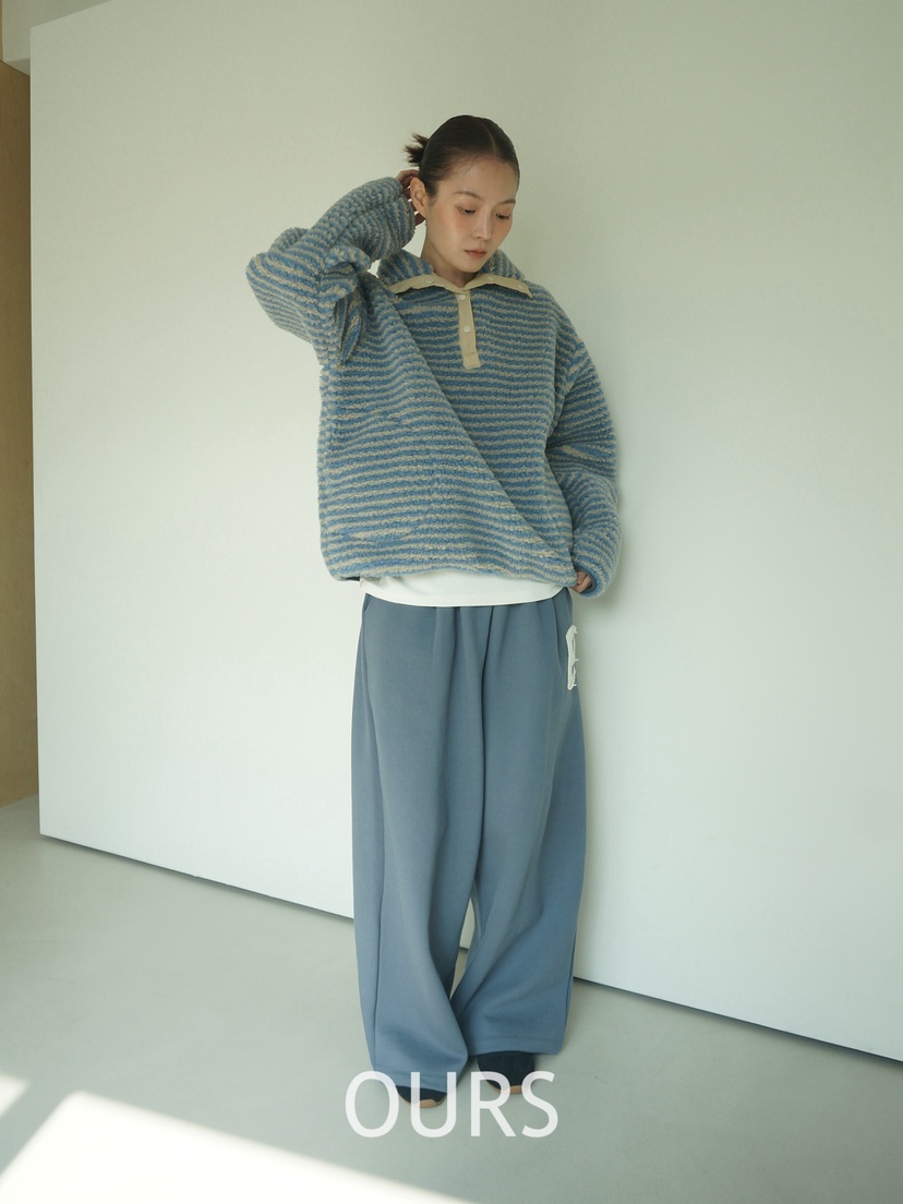 OURS韓國代購㊣女裝新款時尚熱賣職業25秋冬推薦休閑衛衣條紋OURS衛衣