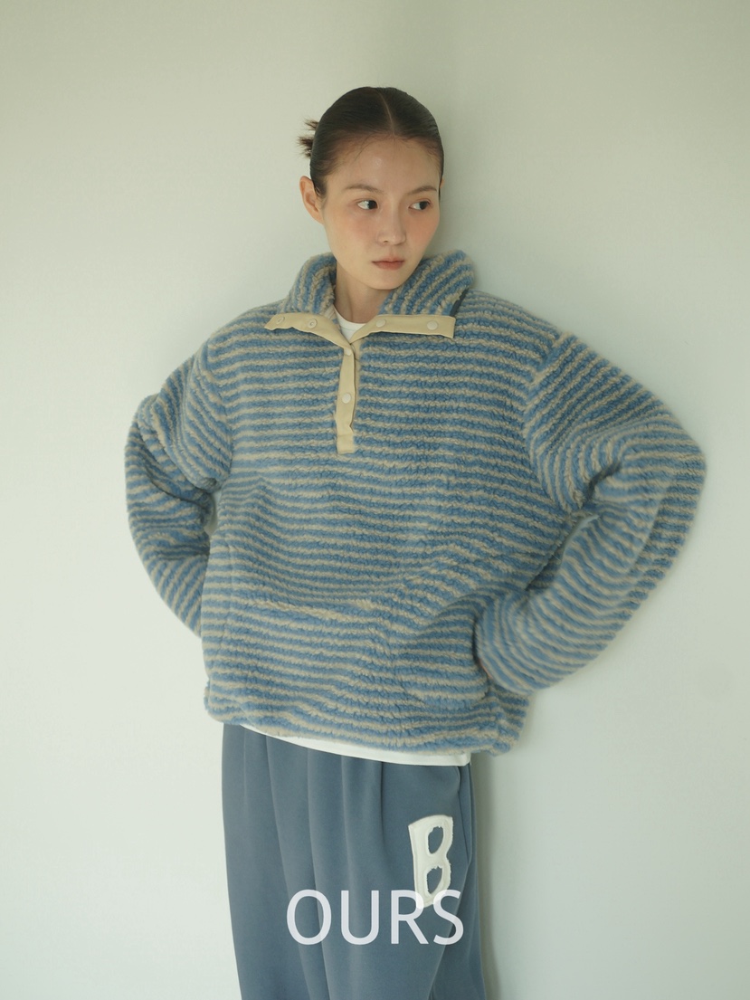 OURS韓國代購㊣女裝新款時尚熱賣職業25秋冬推薦休閑衛衣條紋OURS衛衣