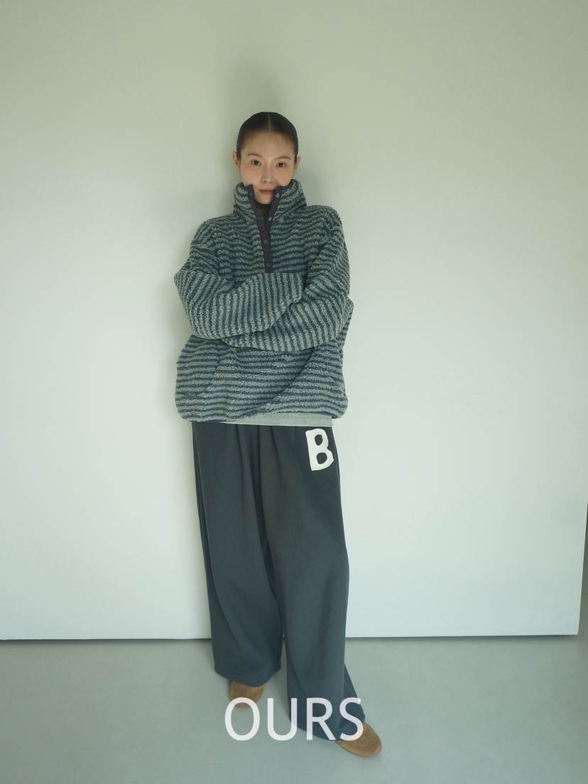 OURS韓國代購㊣女裝新款時尚熱賣職業25秋冬推薦休閑衛衣條紋OURS衛衣