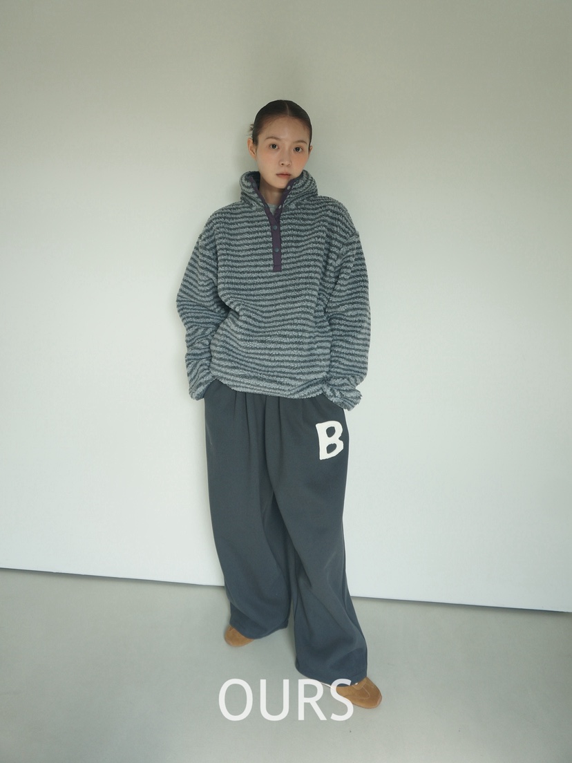 OURS韓國代購㊣女裝新款時尚熱賣職業25秋冬推薦休閑衛衣條紋OURS衛衣