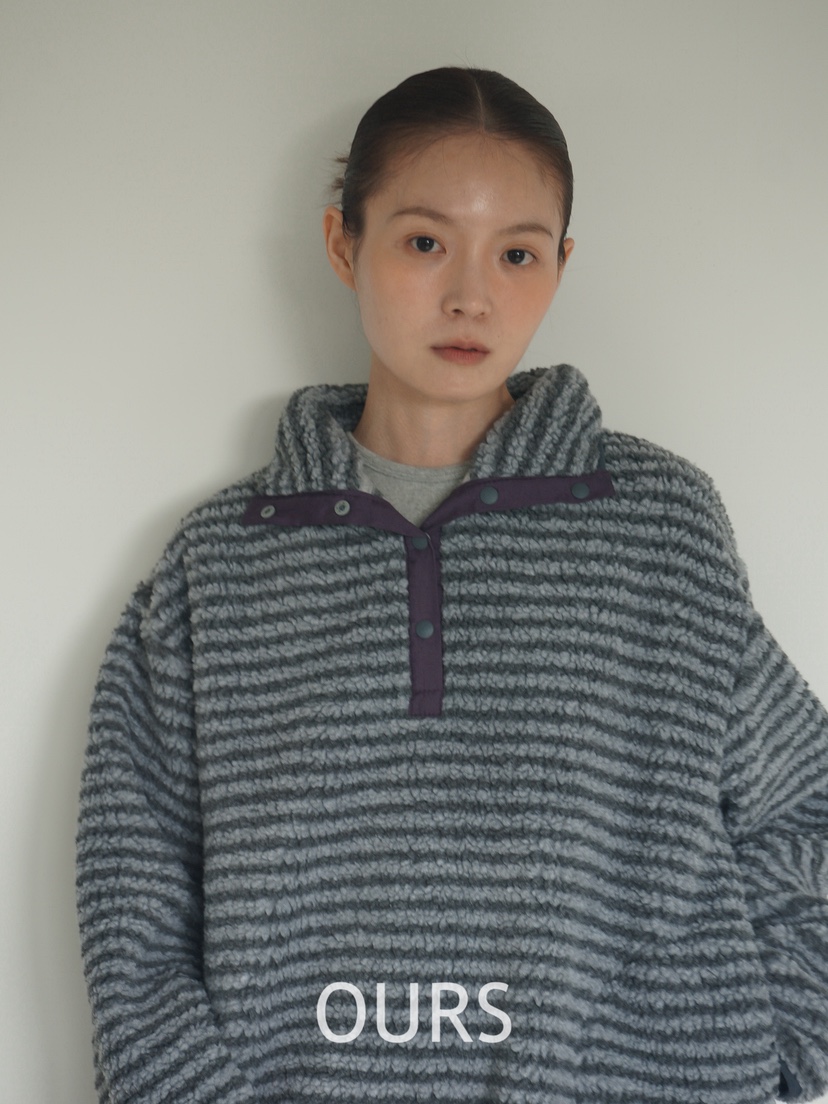 OURS韓國代購㊣女裝新款時尚熱賣職業25秋冬推薦休閑衛衣條紋OURS衛衣