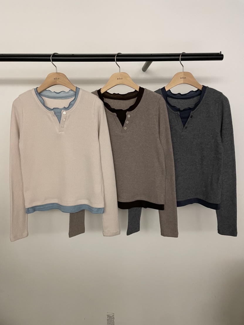 BOLD-A韓國代購㊣女裝新款熱賣推薦時尚休閑職業人氣長袖T恤RE BOLD長袖T恤