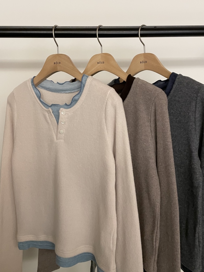 BOLD-A韓國代購㊣女裝新款熱賣推薦時尚休閑職業人氣長袖T恤RE BOLD長袖T恤