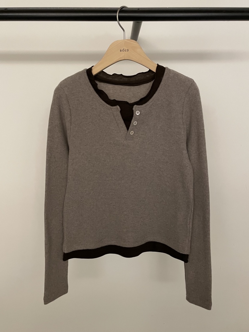 BOLD-A韓國代購㊣女裝新款熱賣推薦時尚休閑職業人氣長袖T恤RE BOLD長袖T恤圖色2