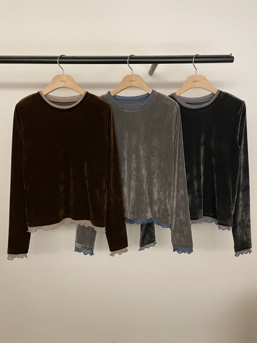 BOLD-A韓國直郵㊣女士新款25秋冬休閑推薦人氣長袖T恤天鵝絨RE BOLD長袖T恤