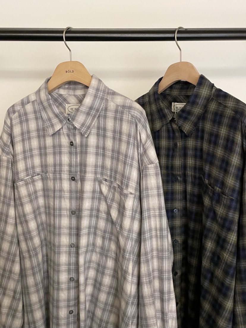 BOLD-A韓國代購㊣女士新款時尚休閑推薦襯衫蕾絲衫復古格紋RE BOLD襯衫/蕾絲衫