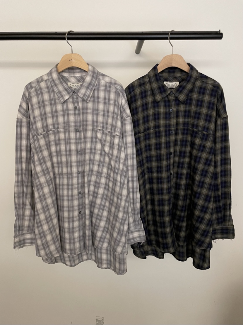 BOLD-A韓國代購㊣女士新款時尚休閑推薦襯衫蕾絲衫復古格紋RE BOLD襯衫/蕾絲衫