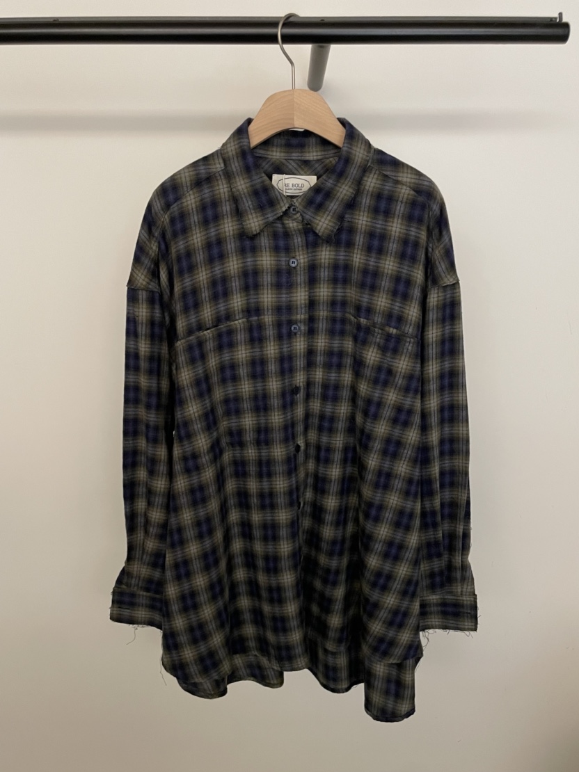 BOLD-A韓國代購㊣女士新款時尚休閑推薦襯衫蕾絲衫復古格紋RE BOLD襯衫/蕾絲衫圖色2