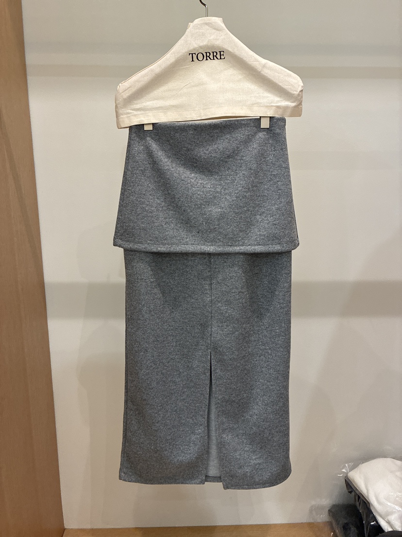 TORRE韓國直郵㊣女士新品推薦人氣休閑25秋冬熱賣職業長裙羊毛TORRE長裙