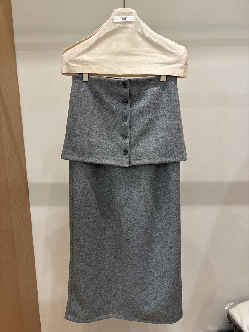 TORRE韓國直郵㊣女士新品推薦人氣休閑25秋冬熱賣職業長裙羊毛TORRE長裙圖色1