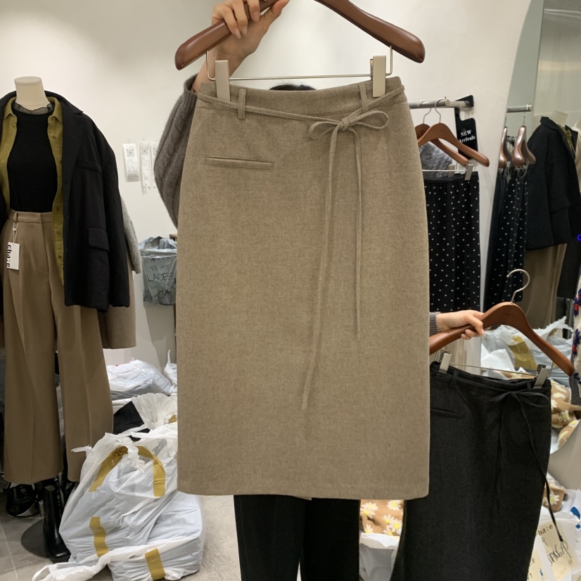 CHAE東大門㊣直郵女裝新款時尚休閑人氣半身裙中短裙含腰繩CHAE半身裙/中短裙圖色1