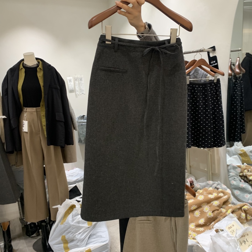 CHAE東大門㊣直郵女裝新款時尚休閑人氣半身裙中短裙含腰繩CHAE半身裙/中短裙圖色2