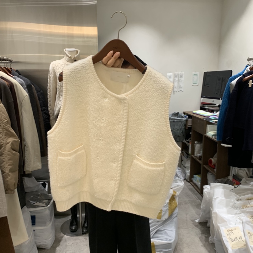 CHAE韓國直郵㊣女裝新款人氣熱賣推薦25秋冬職業馬甲紐扣背心CHAE馬甲圖色1