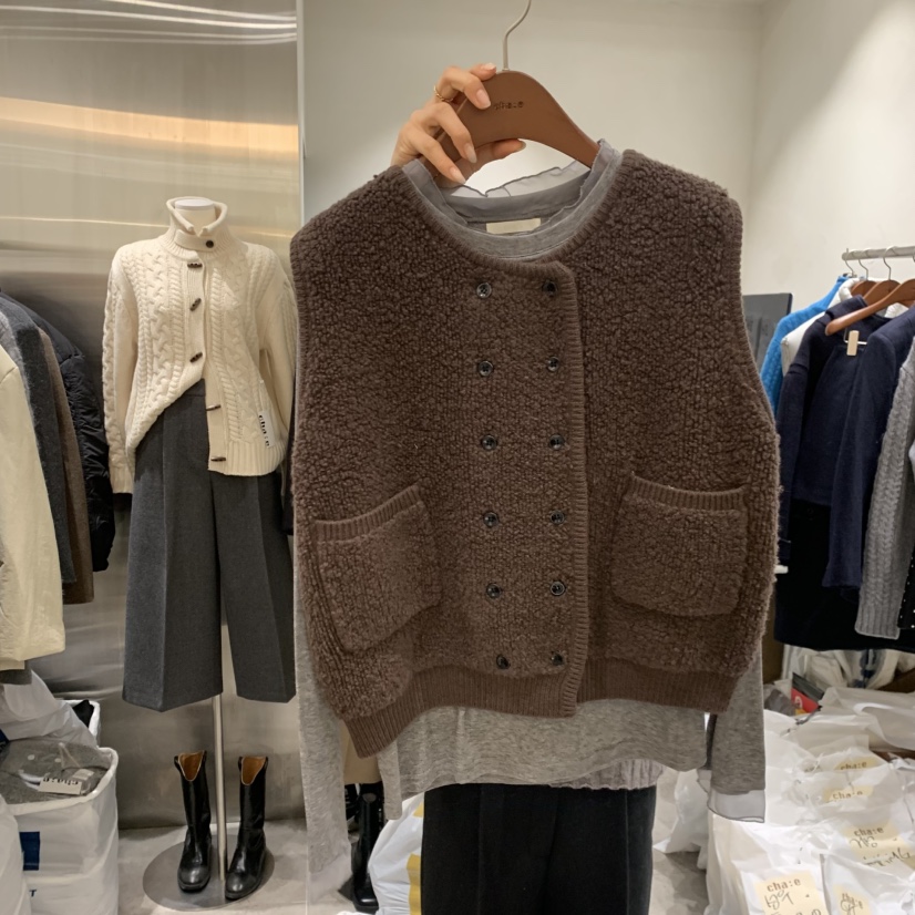 CHAE韓國直郵㊣女裝新款人氣熱賣推薦25秋冬職業馬甲紐扣背心CHAE馬甲圖色2