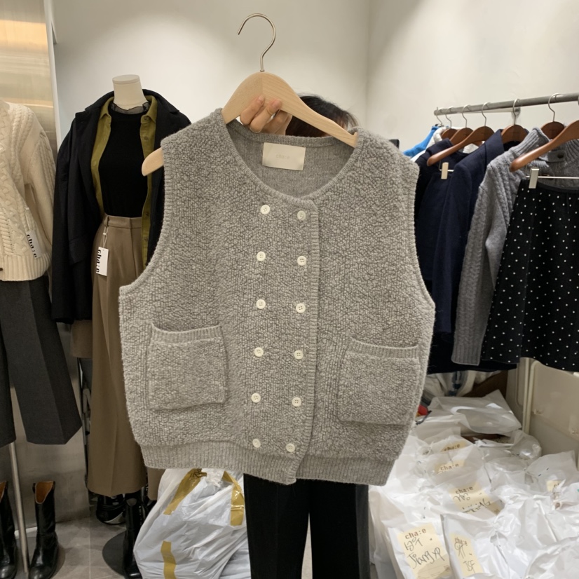 CHAE韓國直郵㊣女裝新款人氣熱賣推薦25秋冬職業馬甲紐扣背心CHAE馬甲圖色3