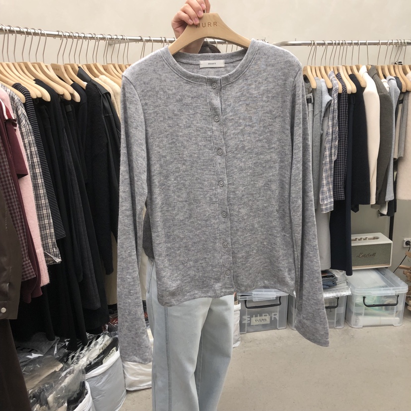 MURR韓國直郵㊣女裝新品人氣時尚休閑25秋冬長袖T恤開衫紐扣MURR長袖T恤圖色3