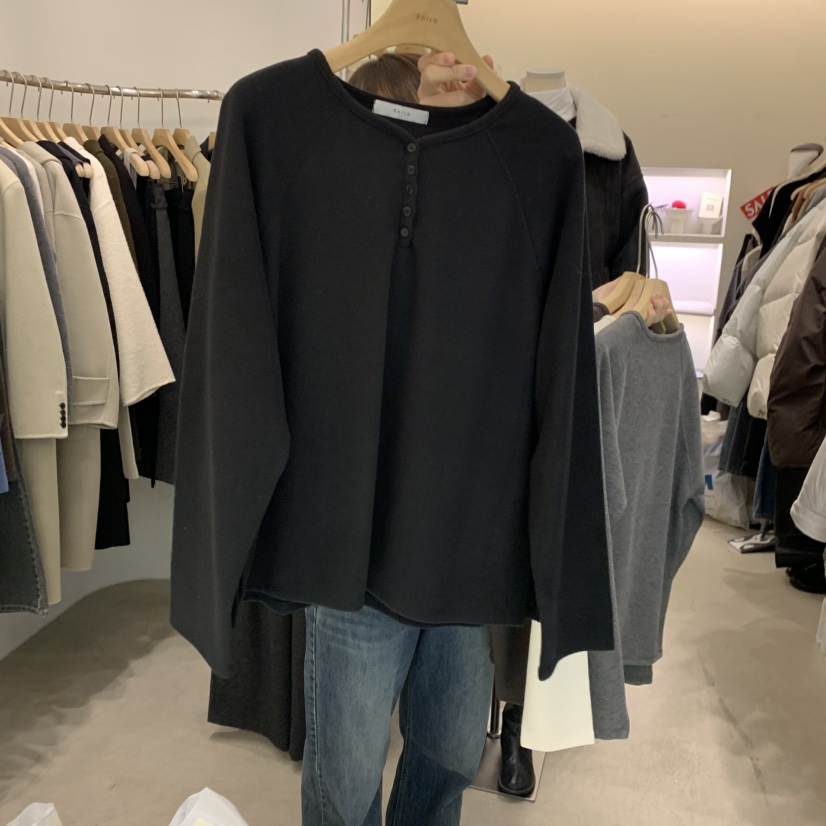 PHILO韓國代購㊣女士新款職業熱賣時尚人氣休閑推薦長袖T恤PHILO長袖T恤圖色1