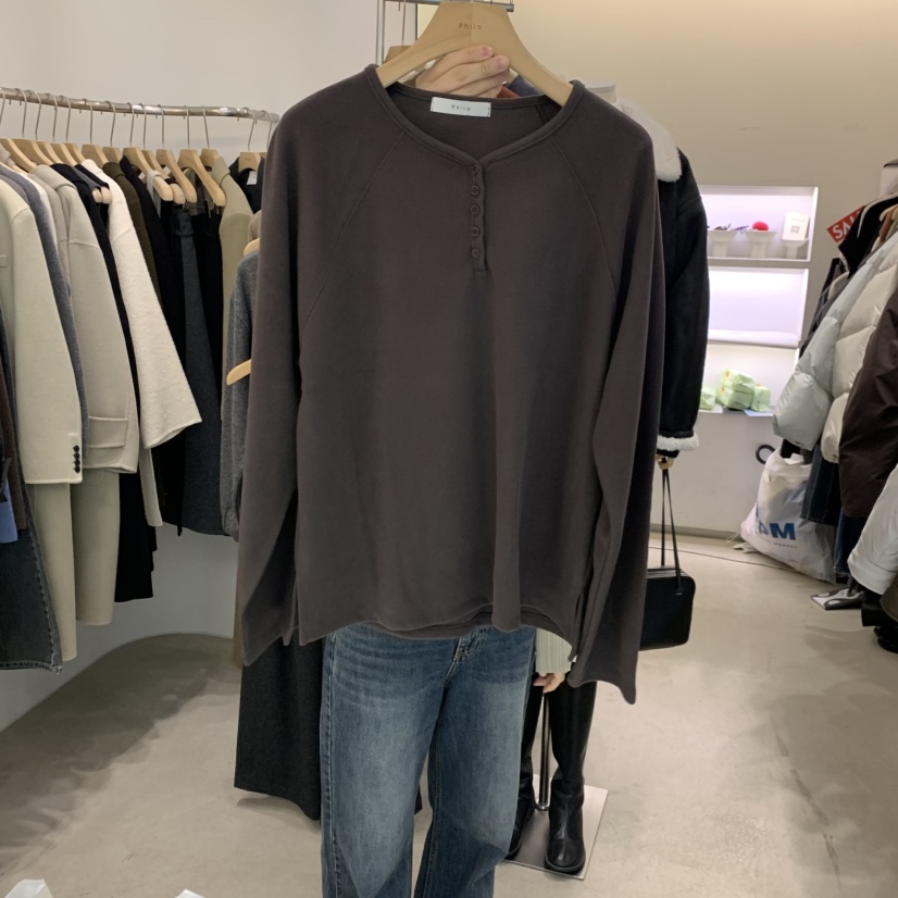 PHILO韓國代購㊣女士新款職業熱賣時尚人氣休閑推薦長袖T恤PHILO長袖T恤圖色4