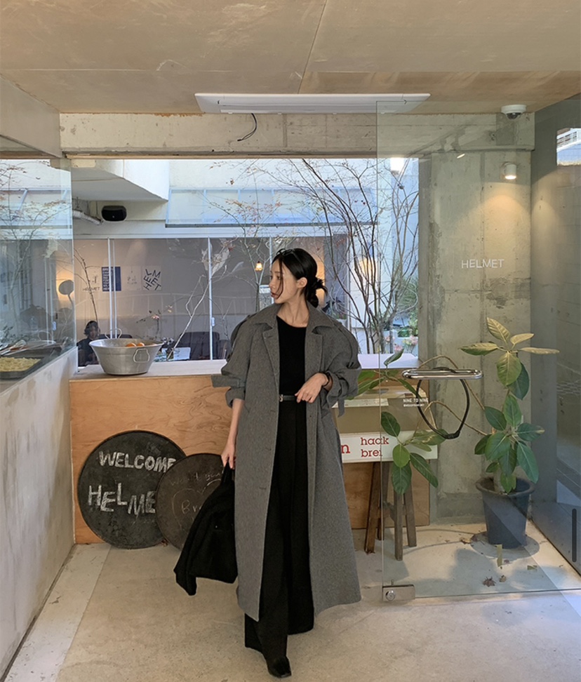 PAIRING韓國直郵㊣女士新品休閑人氣熱賣25秋冬中長款大衣含腰帶PAIRING中長款大衣