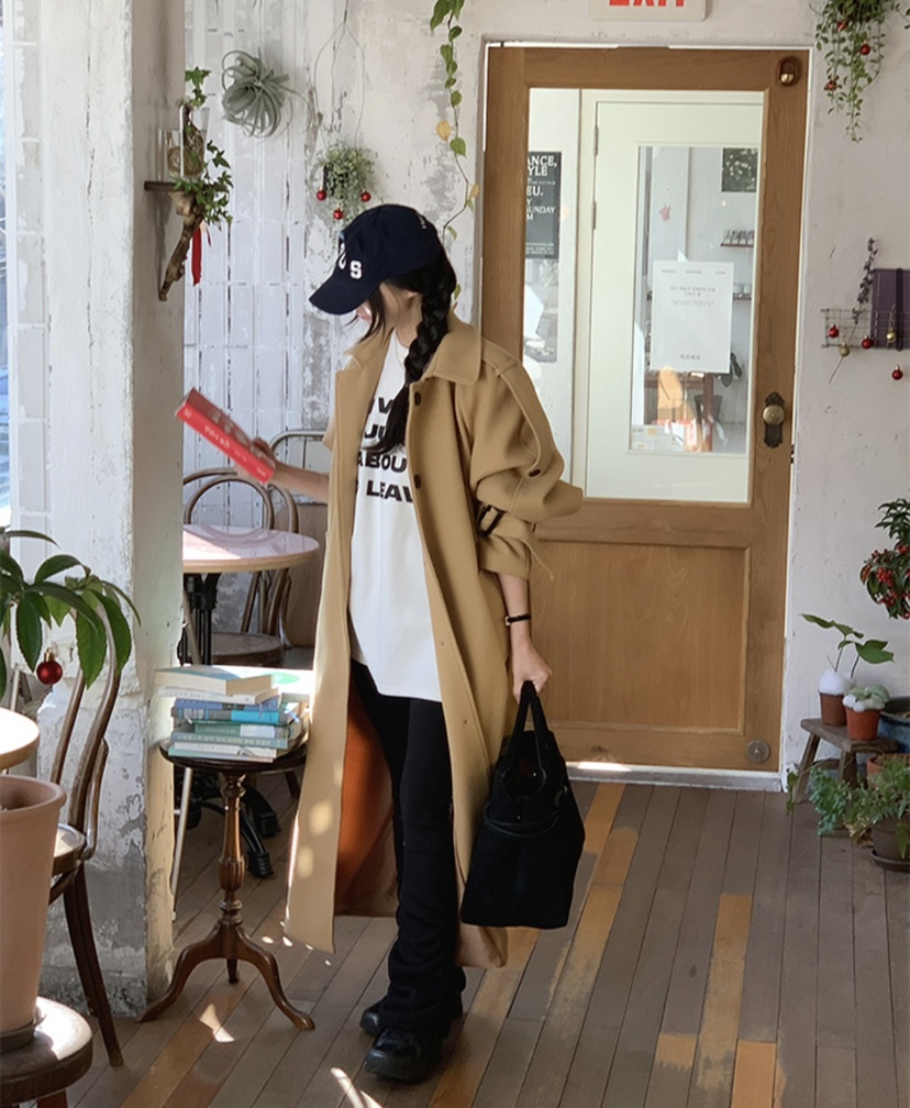 PAIRING韓國直郵㊣女士新品休閑人氣熱賣25秋冬中長款大衣含腰帶PAIRING中長款大衣