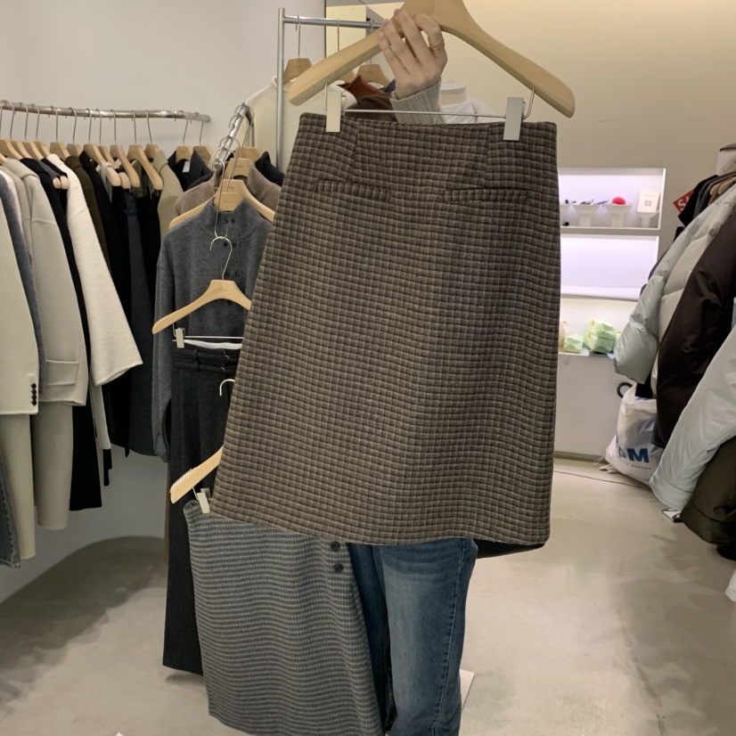 PHILO韓國直郵㊣女士新款時尚推薦25秋冬人氣半身裙中短裙格子PHILO半身裙/中短裙