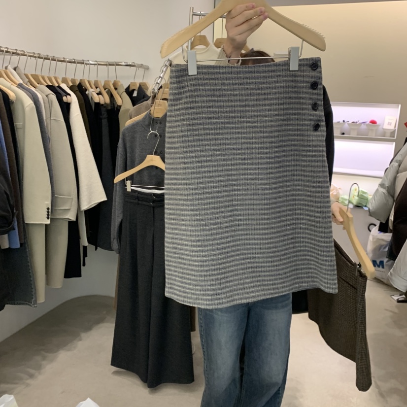 PHILO韓國直郵㊣女士新款時尚推薦25秋冬人氣半身裙中短裙格子PHILO半身裙/中短裙圖色2