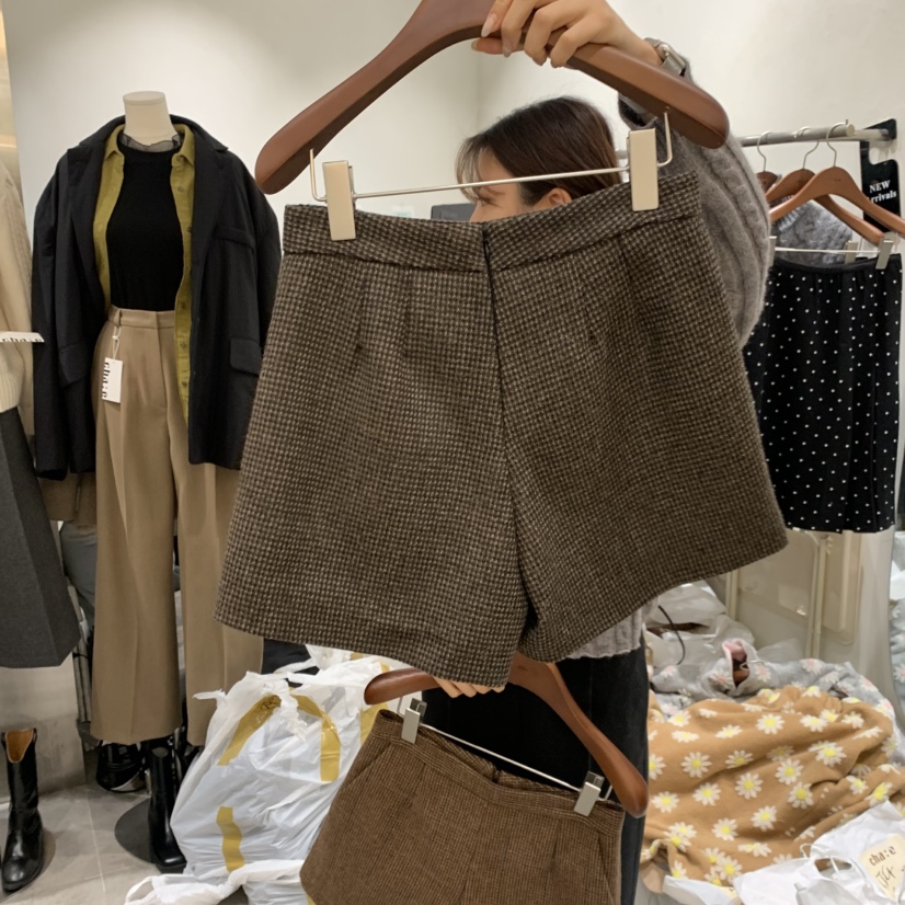 CHAE東大門㊣實拍女裝新款休閑人氣時尚推薦熱賣職業短褲格子CHAE短褲