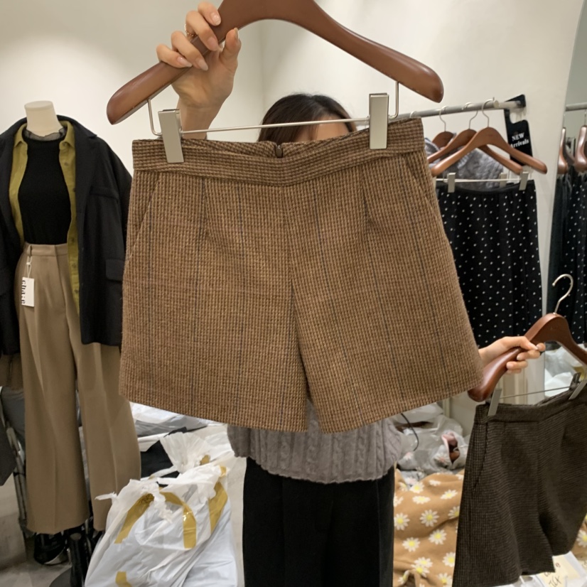 CHAE東大門㊣實拍女裝新款休閑人氣時尚推薦熱賣職業短褲格子CHAE短褲圖色1