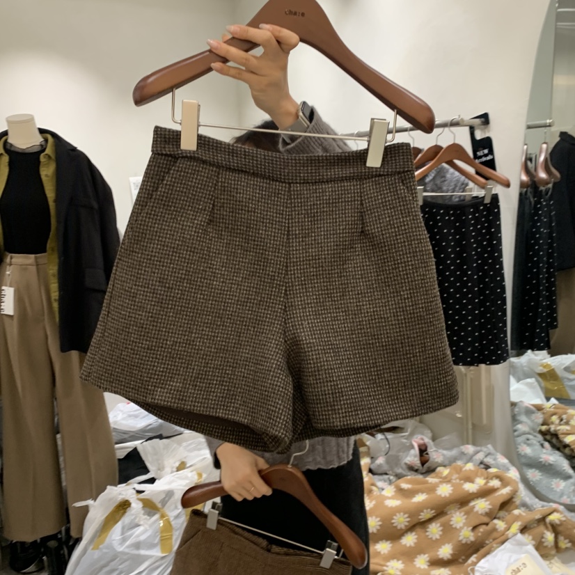 CHAE東大門㊣實拍女裝新款休閑人氣時尚推薦熱賣職業短褲格子CHAE短褲圖色2