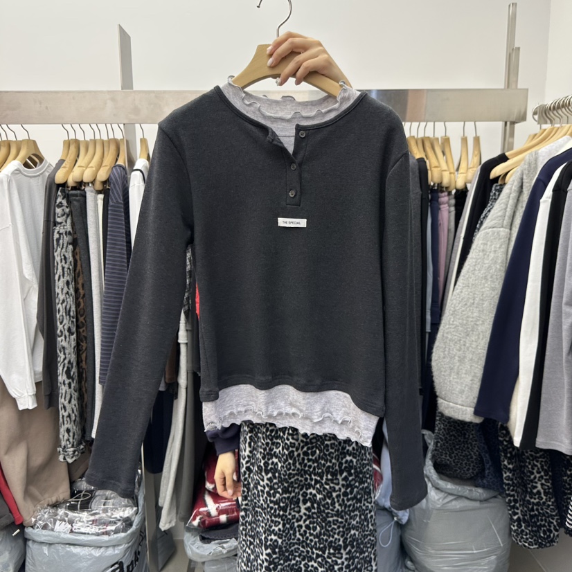 SPECIAL韓國直郵㊣女士新款熱賣人氣推薦時尚長袖T恤假兩件SPECIAL長袖T恤圖色5