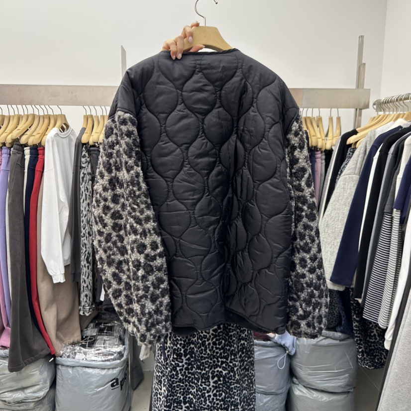 SPECIAL東大門㊣實拍女裝新品時尚職業休閑推薦短款棉服豹紋SPECIAL短款棉服