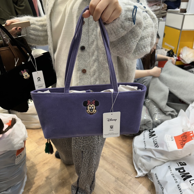 DE LINE韓國直郵㊣女士新品25秋冬職業推薦單肩斜跨包絲絨DE LINE單肩/斜跨包圖色1絲絨材質