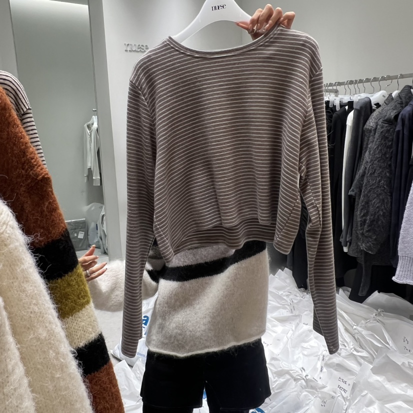 NUESE韓國直郵㊣女裝新品時尚人氣25秋冬熱賣休閑職業長袖T恤NUESE長袖T恤圖色2