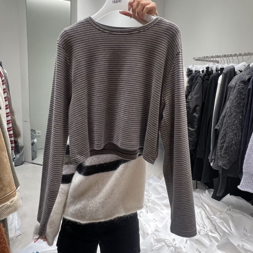 NUESE韓國直郵㊣女裝新品時尚人氣25秋冬熱賣休閑職業長袖T恤NUESE長袖T恤圖色3