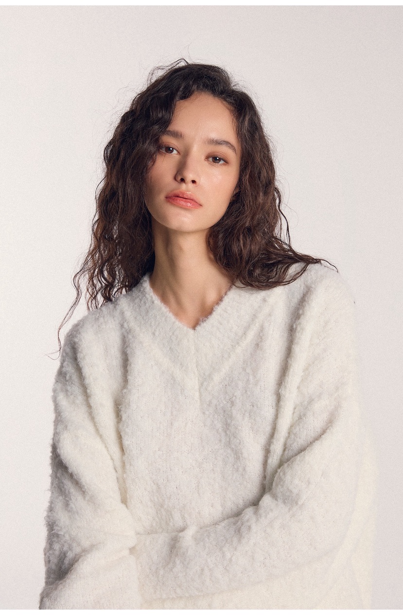 PAIRING韓國直郵㊣女士新款休閑熱賣25秋冬針織衫馬海毛V領PAIRING針織衫