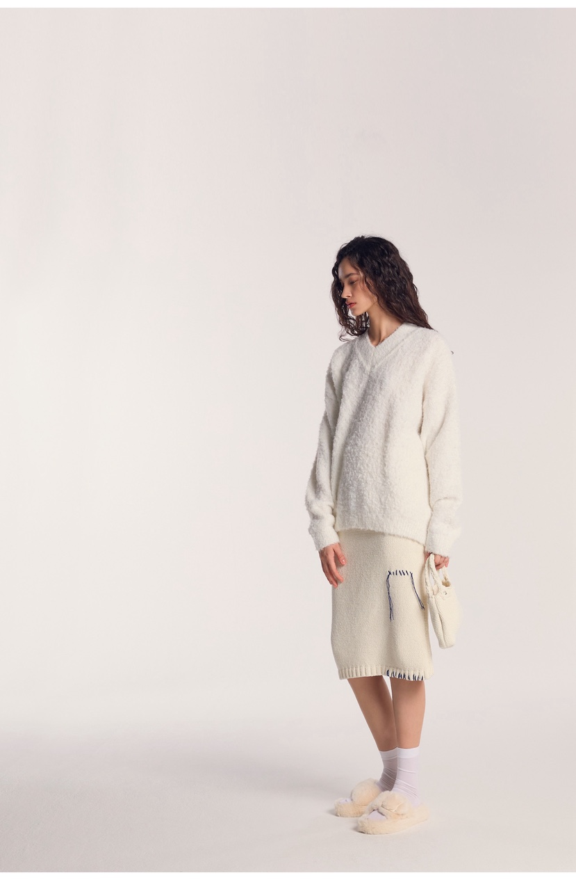 PAIRING韓國直郵㊣女士新款休閑熱賣25秋冬針織衫馬海毛V領PAIRING針織衫