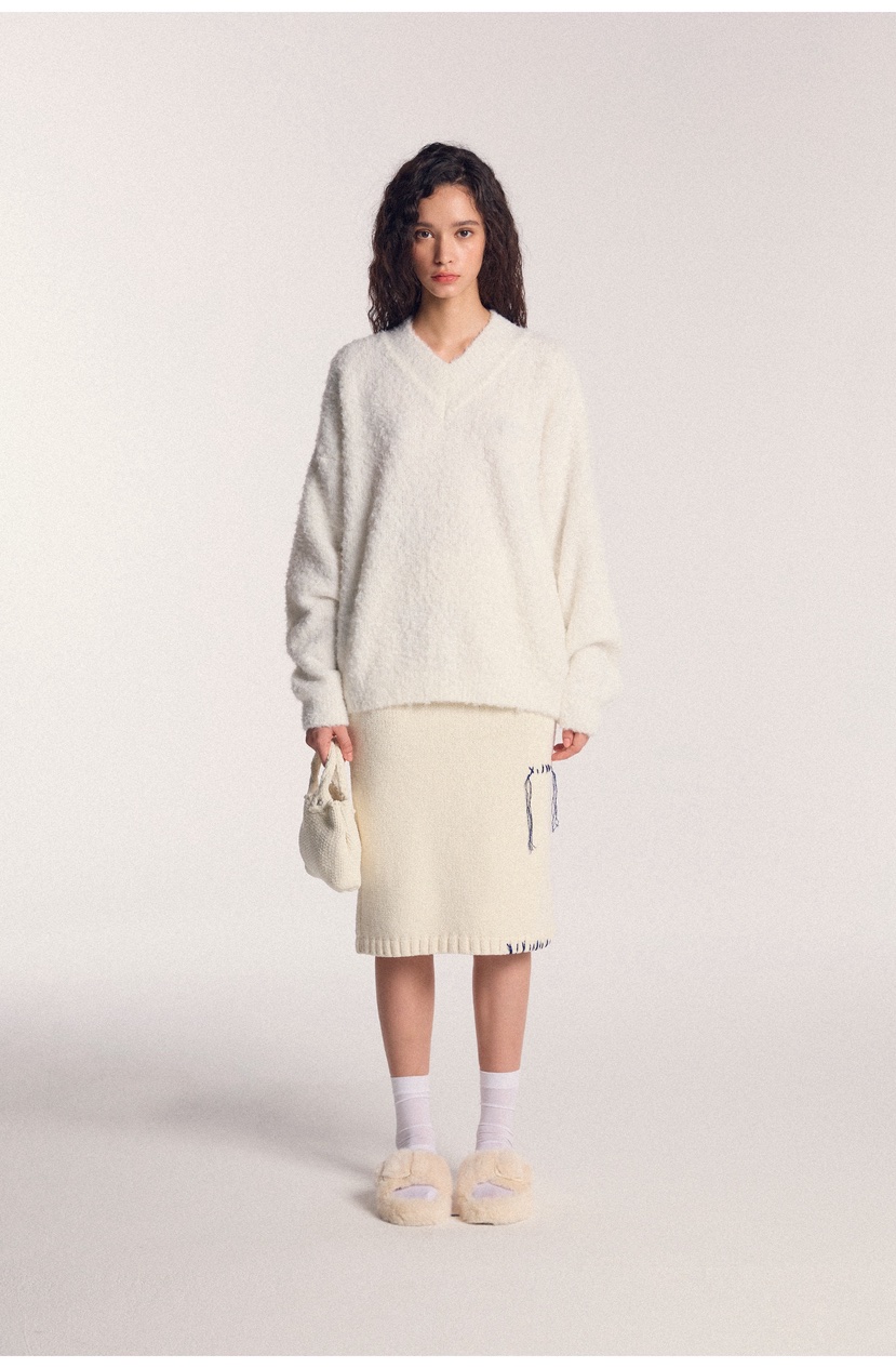 PAIRING韓國直郵㊣女士新款休閑熱賣25秋冬針織衫馬海毛V領PAIRING針織衫