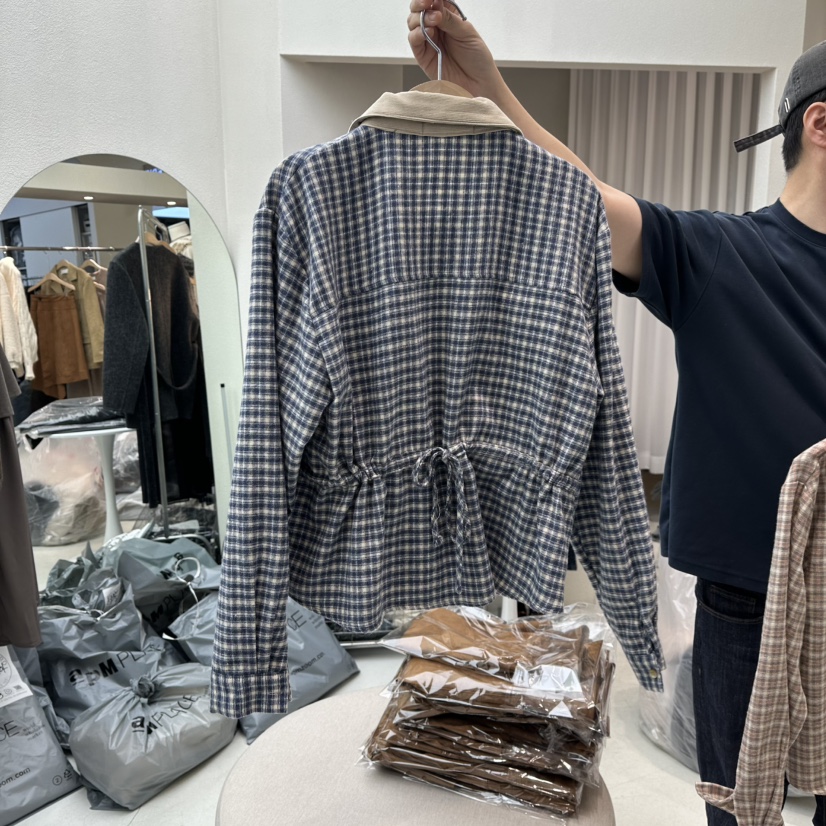 HUMMING BIRD東大門㊣直郵女裝新品職業25秋冬襯衫蕾絲衫格子HUMMING BIRD襯衫/蕾絲衫